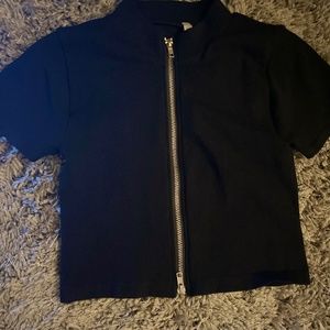 Zip Up Black Crop Top